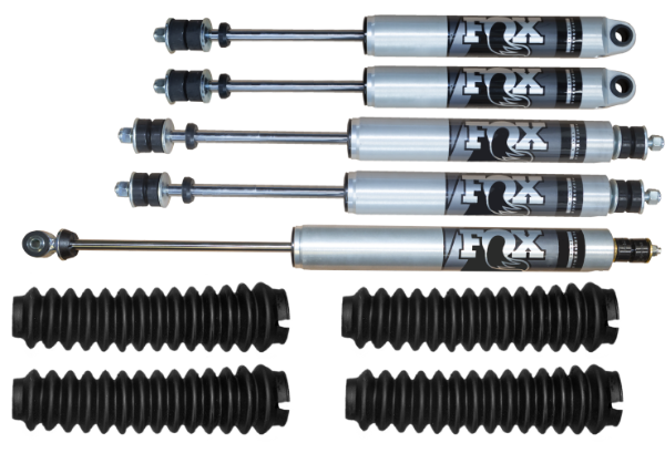 Set of Fox Performance Series Standard Height IFP Land Rover Defender Shocks with Steering Damper and Boots  