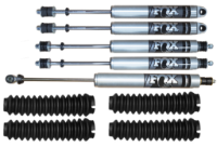 Set of Fox Performance Series IFP +2" lift Land Rover Defender shocks with Steering Damper and Shaft Boots